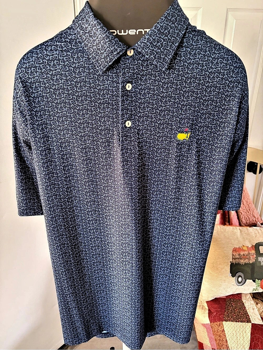 Masters MPC Tech Patterned Polo Blue Size Large Like New